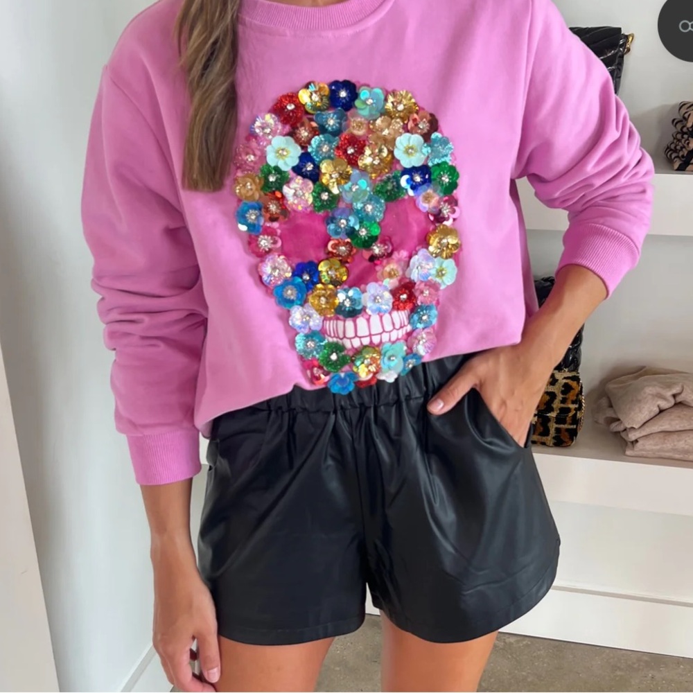 Queen of Sparkles pink skull sweatshirt